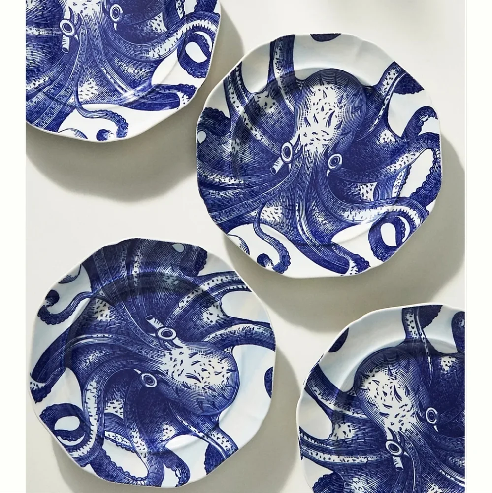 Anthropologie From the Deep Desert plates - set of 4 - Octopus